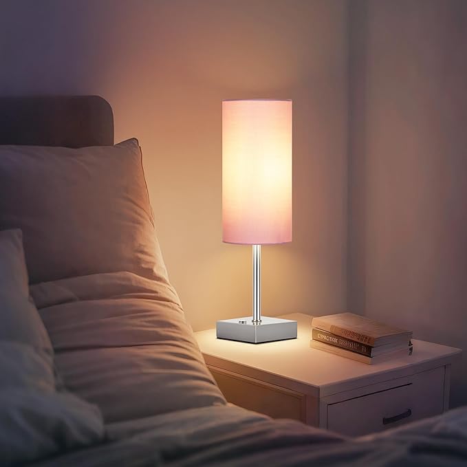 AVV Cordless Table Lamp with Dimmable, Rechargeable 3 Modes Battery Powered Bedside Lamp, Battery Operated Lamps for Night Stand, Touch Lamp for Bedroom, Living Room, 15 Inch Pink 2PK