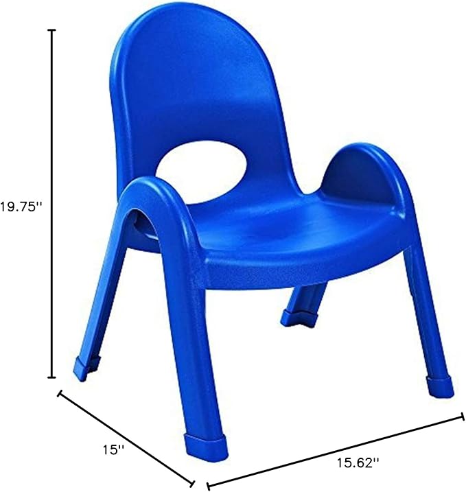 Angeles Value Stack 9" Child Chair, Royal Blue, 4 Pack, Stackable Ergonomic Seating Solution for Classrooms and Homeschools