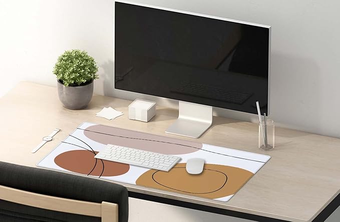SSIOIU Boho Pastel Painting Cute XXL Waterproof Mousepad - Extended, Extra Large Size 35.5x15.7 in - For Work, Game, Office, Home