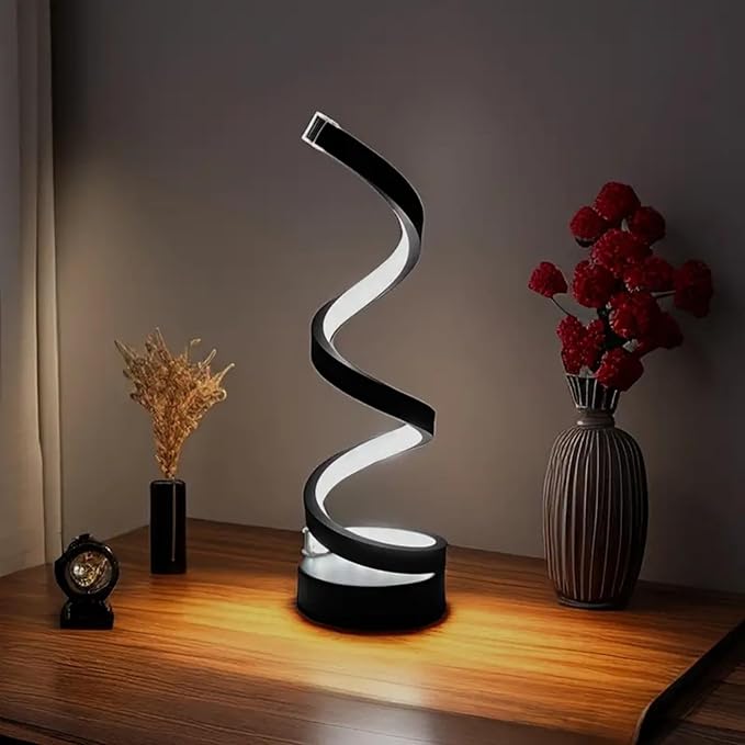 Modern Lamp, 3w Night Lamp For Bedroom, Decor Modern Spiral Bedside Lamp, Nightstand Decor, 3 Colors Touch Control Led Table Lamp, Stepless Dimmable Nightstand Lamps For Bedroom Living Room & Office