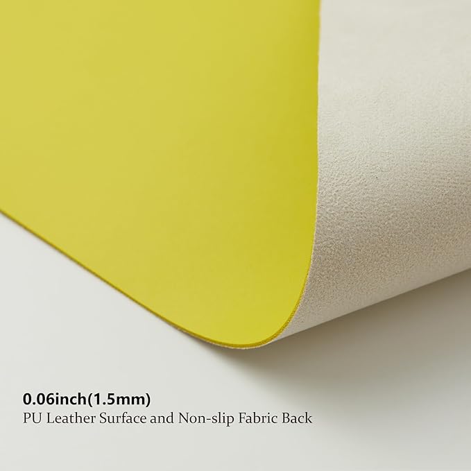 HOMIEAZICOZI Leather Desk Mat - Non-Slip PU Pad for Office and Home Organization Accessories Ideal Large Mouse Mats on Top of Desks (Lemon Yellow,36''x 17'') (DPD-LY-L)