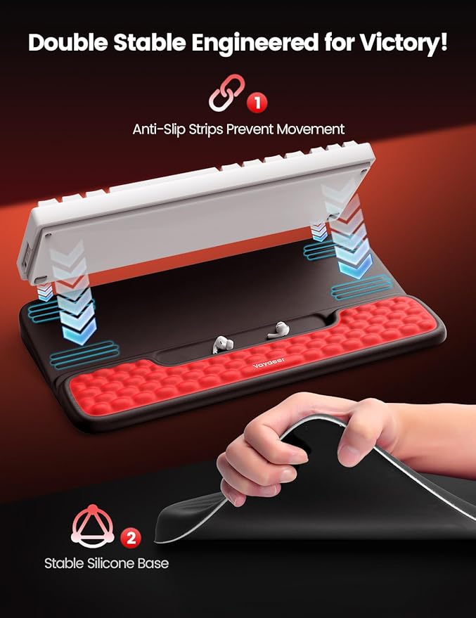 Vaydeer Keyboard Stand with Wrist Rest, Gaming Wrist Support Pad, Ergonomic Hand Rest Arm Memory Foam for Palm Typing Comfort, Keyboard Riser Holder Lifter Computer Desk Accessory Office Home-Black