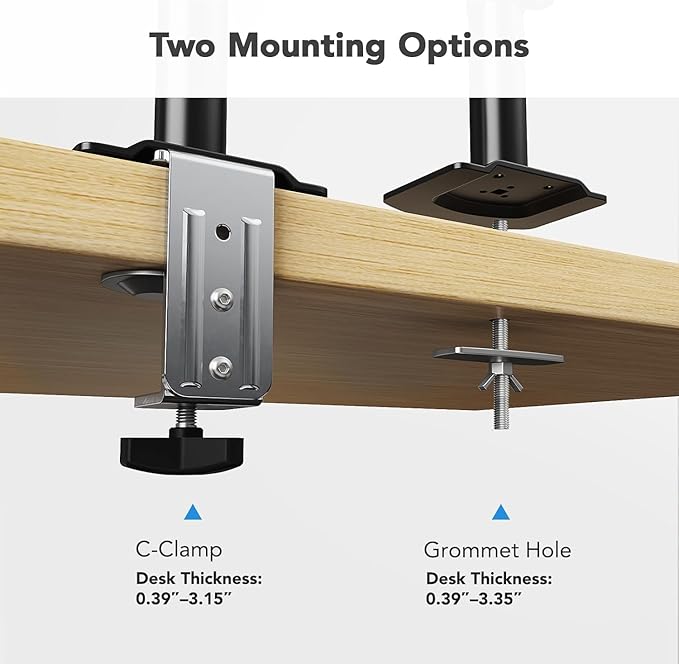 HUANUO Single Monitor Arm, Tall Computer Monitor Stand for 13–32 inch Screens Holds 4.4-19.8 lbs, Adjustable Monitor Mount Gas Spring Full Motion with C-Clamp & Grommet Base, VESA 75x75 or 100x100mm
