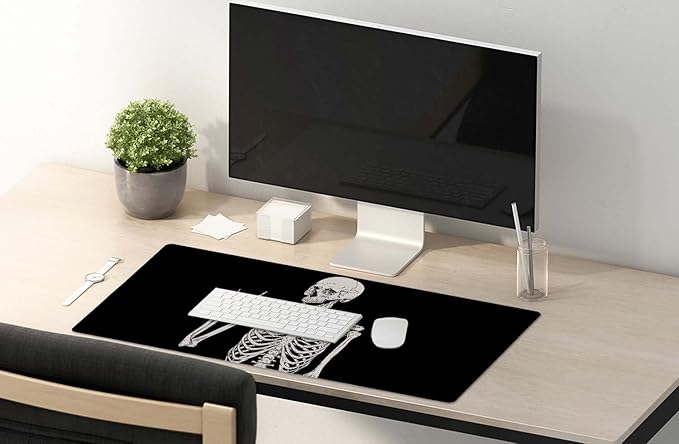 SSOIU Desk Mat,Large Mouse Pad 35.5" x 15.7" XXL Extended Gaming Mouse Pad Mat with Non-Slip Base Stitched Edge Mousepad for Computer,Office,Keyboard and Laptop - Skull Human Skeleton
