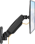 WALI Monitor Wall Mount 27+ inch, Wall Mount Monitor Arm Fits 1 Screen up to 32 inch, Single Monitors Mount Holds up to 19.8lbs, Gas Spring Monitors Arm Max Extension 13.4 inch,(GSWM001S), Black