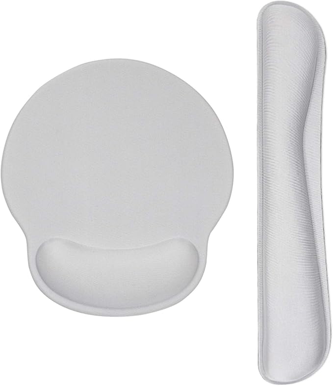 Ergonomic Keyboard Mouse Pad Wrist Rest Support Set for Laptop/Computer/Desktop,Memory Foam Hand Rest Wrist Cushion for Gaming/Office,Lightweight Comfortable (Greyish White)