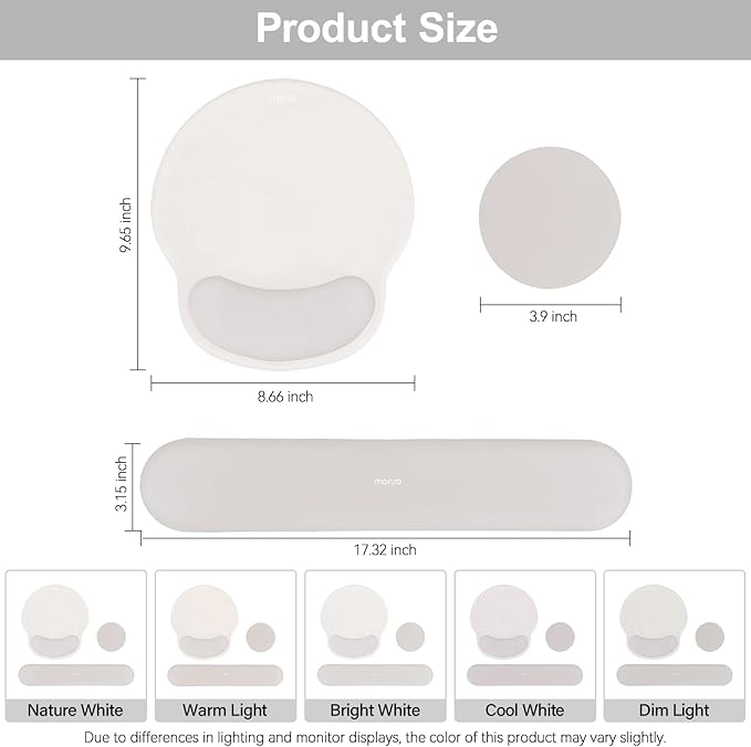 MOSISO Wrist Rest Support for Mouse Pad&Keyboard Set, Circle Curved Ergonomic Mousepad&Coaster Non-Slip Base Home/Office Wrist Support&Easy Typing Pad with Soft Cloth&Silicone Lining, Stone Gray