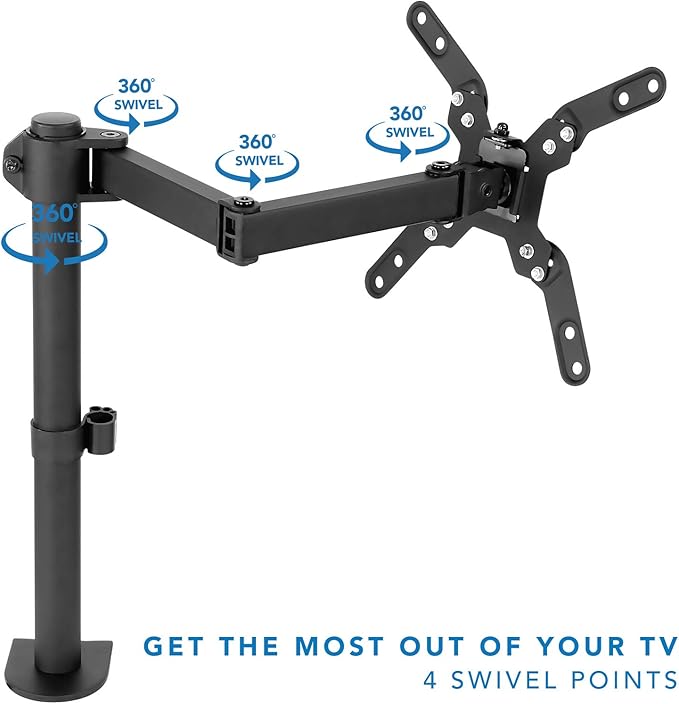 Mount-It! Large Monitor Desk Mount with VESA 200 (200x200, 200x100) Bolting Pattern, Fits up to 42 Inch and Ultrawide Monitors, Full Motion with Clamp and Grommet Base