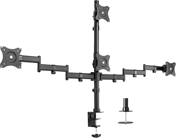 VIVO Quad Monitor Adjustable Heavy Duty Mount, Articulating Stand for 4 LCD Screens up to 24 inches STAND-V004Y