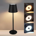 Black Cordless Table Lamp - 8-20 Inches Adjustable Height, 5000mAh Rechargeable Battery LED Desk Lamp, 3 Color Stepless Dimmable, Portable Waterproof Metal Table Light for Indoor/Outdoor