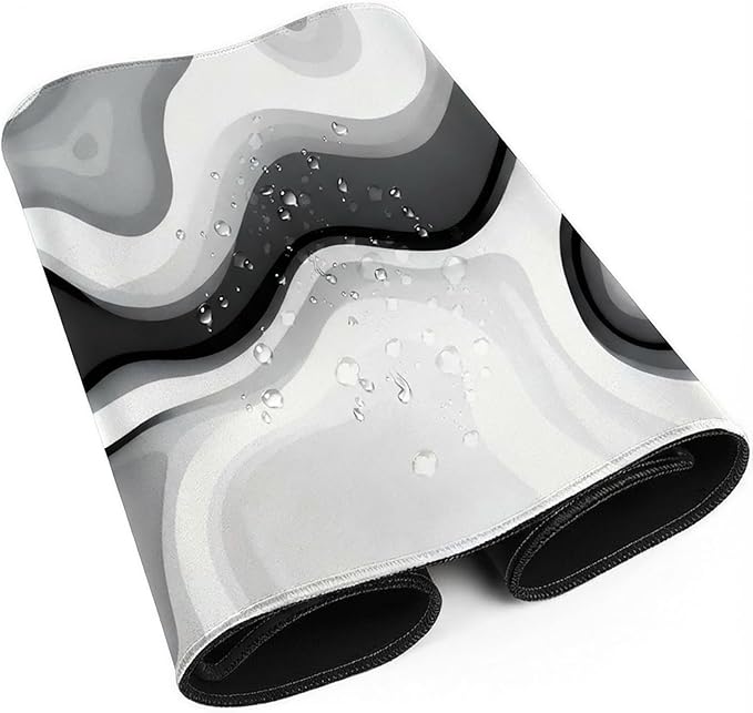 AQQA Large Gaming Mouse Pad 31.5x15.7 Inch, Abstract Desk Mat with Non-Slip Base & Stitched Edge, Gray Cute Keyboard Mat for PC Desktop, Office Home Decor, Modern Colorful Design