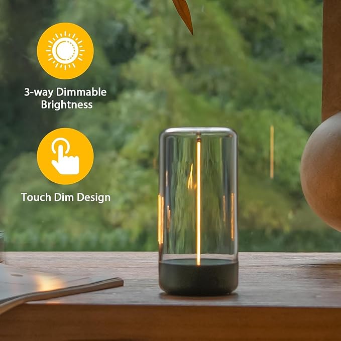 AUGE LIGHT Mini Minimalist Table Lamp Cordless Lamp Rechargeable Table Lamp Portable Nightstand Lamps Desk Lamps for Home Office Unique Ambient Light Mood Lighting for Desk Decor Beside(Dark Green)