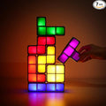 VEEKI Stackable Night Light, Stackable LED 7 Colors 3D Puzzles Night Light Induction Interlocking Desk Lamp, DIY Tangram Light Blocks Puzzles lamp for Bedroom Decor (US Plug)