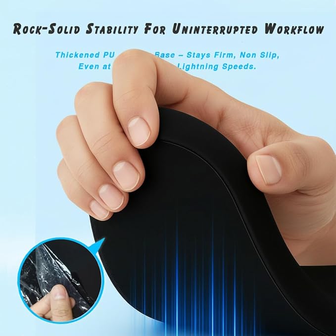 Ergonomic Wrist Rest Set for Keyboard and Mouse | Cooling Gel & Slow-Rebound Memory Foam Palm Support Pad | Luxe Leather, Minimalist, Non-Slip PU Base for Office, Laptop & Gaming (06Blue)
