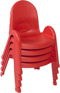 Angeles Value Stack 9"H Chair, Candy Apple Red, 4 Pack, Stackable Ergonomic Seating Solution for Classrooms Daycares and Homeschools
