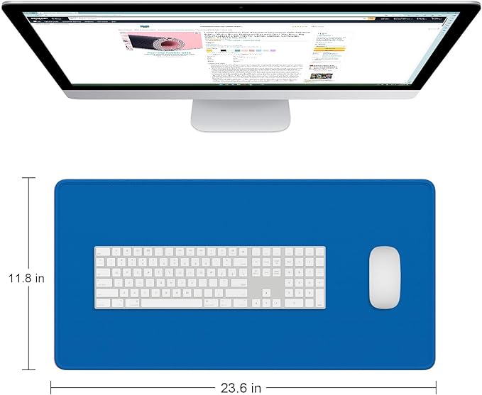 Dapesuom Large Mouse Pad, Extended Gaming Mouse Mat with Stitched Edges, Full Size Desk Mats with Non-Slip Base, Computer Big Desktop Keyboard Pad for Laptop, Office, 23.6 x 11.8 in, Dark Blue
