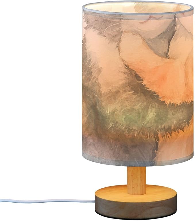 Cat Hug LED Table Lamp, Bedside Lamp with Linen Lampshade, Flicker-Free Eye Care USB Plug in Nightstand Lamp, for Bedroom and Office