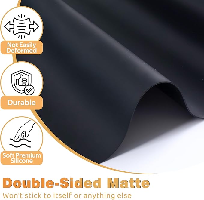 49.2" x 15.7" Large Silicone Mat for Kitchen Counter Protector, Cuttable Silicon Countertop Protector Mat Heat Resistant Mats for Countertop, Cut to Fit Placemat Ship Roll by Foepoge, Black