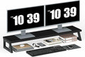 HOOBRO Dual Monitor Stand Riser, 39 Inch Large Computer Monitor Stand for 2 Monitors, Computer Monitor Riser, Desk Shelf Organizer for Office Desk, Accessories, Black BB121CJ01