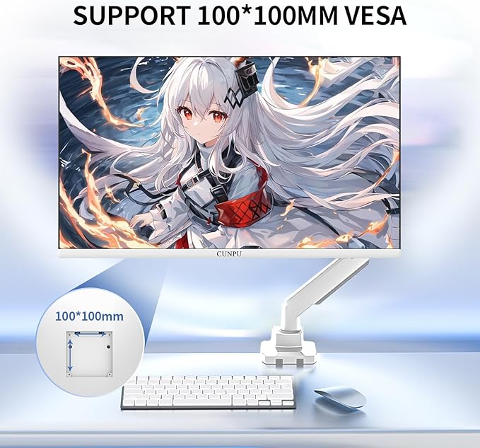 27 Inch White 180/200Hz Gaming Monitor, QHD 2560x1440 Fast IPS PC Monitor, Adaptive Sync, 100% sRGB, HDR10, Built-in Speaker, Height/Swivel/Tilt/Rotating Adjustable Stand, HDMI, Displayport