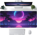 Large Gaming Mouse Pad for Desk,Cool Retrowave Landscape Desk Mat,Science Fiction Scene Desk Pad, Extended Big Computer Keyboard Mouse Pad with Non-Slip Base and Stitched Edge 35.4"x15.7"