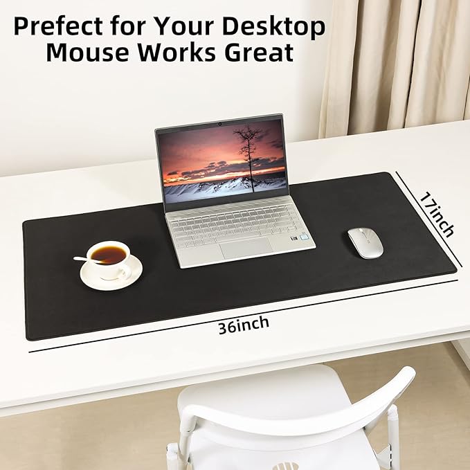 Large Mouse Pad, 36x17 in Gaming Mouse Mat,Waterproof and Non-Slip Desktop Pad for Computer Keyboard,Black,XL