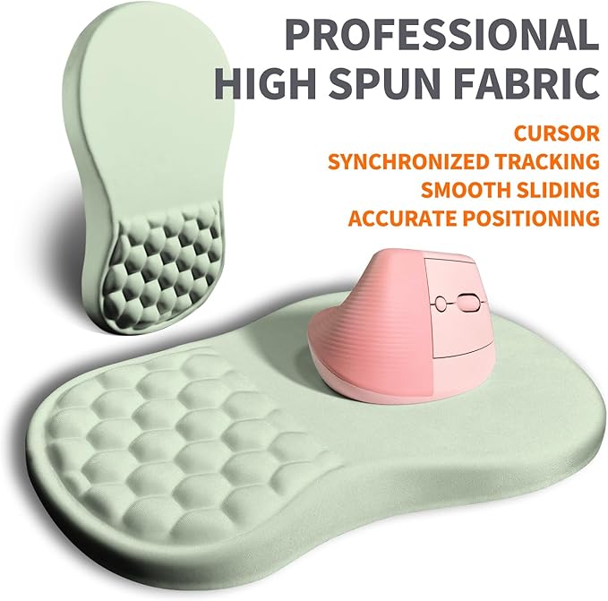 Ergonomic Joint Wrist Support Mouse Pad with Memory Foam Cushion Massage Bump, Carpal Tunnel Mousepad Slope Design for Wrist Rest, 11.8x7.9 in, DarkSeaGreen