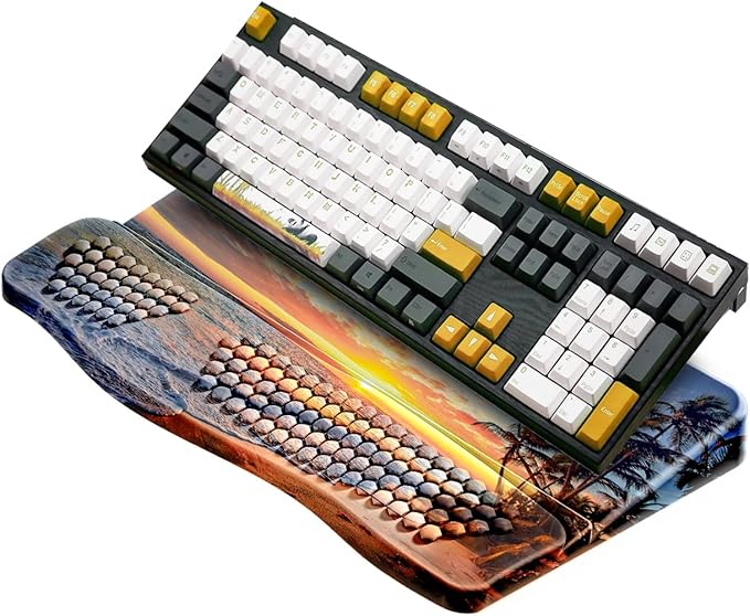 JIKIOU Keyboard Stand with Wrist Rest, Computer Keyboard Stand Pad with Non-Slip Base, Comfy Ergonomic Keyboard Riser Holder for Gaming Office Home 17.13x9.5 in (05Sunset)