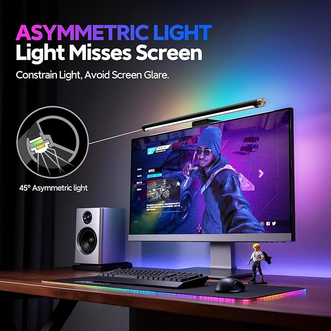 LYMAX M2 & RGB Computer Monitor Light Bar, USB Computer Lamp Dimmable Screen Light Bar, Adjustable Brightness/Color Temperature with Touch Contror