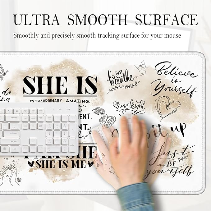 Inspirational Large Mouse Pad 31.5x15.7inch, Self Care Gifts Large Extended Computer Desk Mat Mousepad for Keyboard and Mouse, Motivational Office Desk Accessories