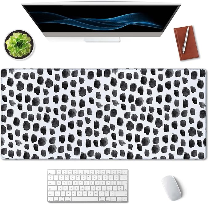 SSOIU Polka Dot Extended Gaming Mouse Pad Mat Large Desk Mat Non Slip Rubber Base Computer Desktop Laptop Keyboard Mouse Mat Stitched Edges, 35.5x15.7 in XXL Waterproof Mousepad for Work Game