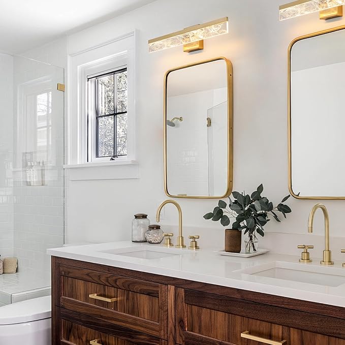 Gold Vanity Light - 24 Inch Modern Bathroom Light Fixture Over Mirror 18W 3000K Warm Lighting Dimmable LED Vanity Lights for Bathroom Restroom Mirror
