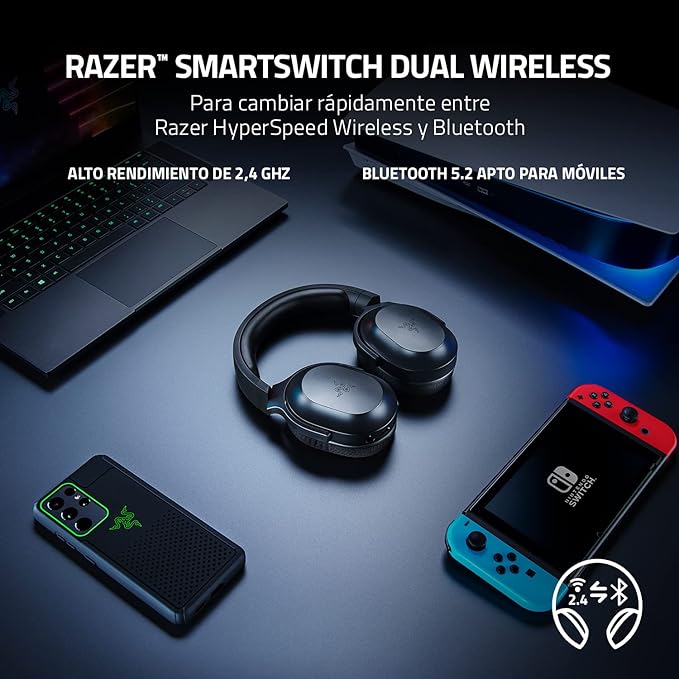 Razer Barracuda X Wireless Gaming & Mobile Headset (PC,PlayStation,Switch 2,Android,iOS): 2.4GHz Wireless + Bluetooth - Lightweight - 40mm Drivers - Detachable Mic - 50 Hr Battery - Black,(Pack of 2)