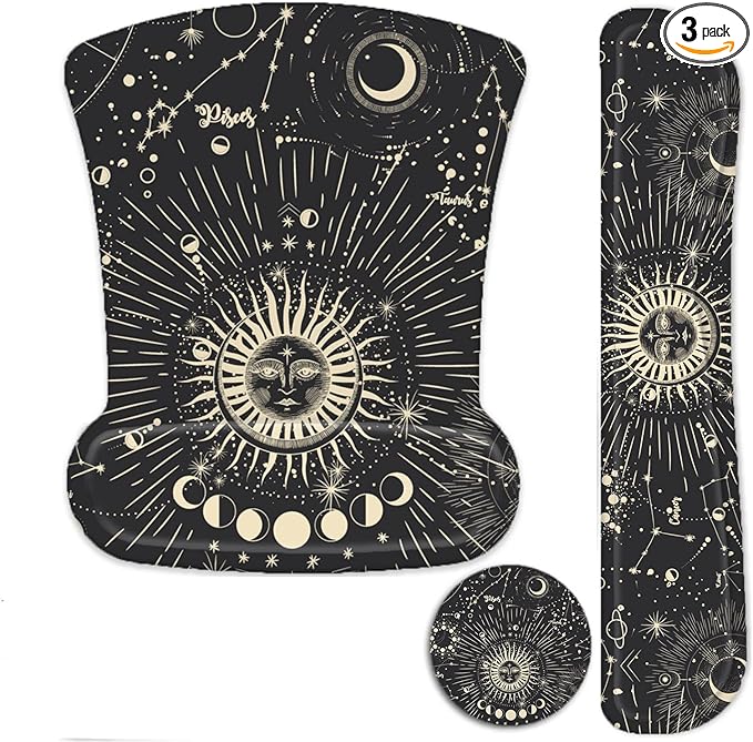 LATEEFAH Mouse Pad with Wrist Rest, 3-in-1 Gaming Mouse Pad, Keyboard Wrist Rest, Ergonomic Memory Foam Mousepad with Wrist Support for Computer Keyboard
