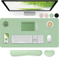 Mouse Pad and Keyboard Wrist Rest, Large Keyboard and Mouse Pad Set, Ergonomic Mousepad with Wrist Rest, Non-Slip Desk Mat Protector for Office, Home (35.4×15.7 Inches, Lake Green)