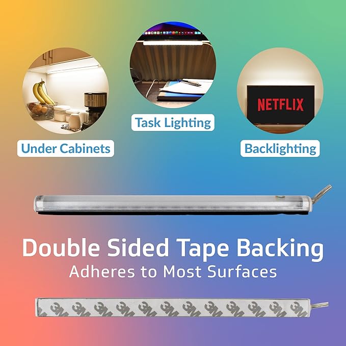 TrueColor USB-Powered LED Light Bar with Frosted Cover for Under Cabinet, Under Monitor, TV Backlight – Easy-Install - Adhesive & Mounting Brackets Included - 100,000 Hours Lifetime (18", Soft White)