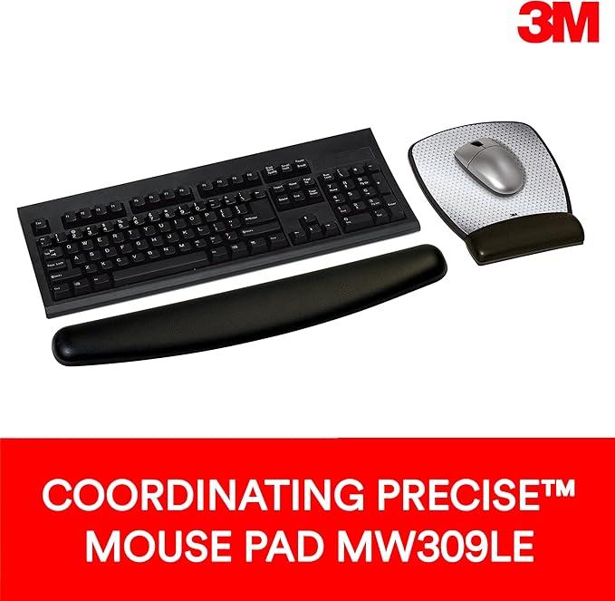 3M™ Compact Gel Wrist Rest for Keyboards, Soothing Gel Comfort, Product Protection, 18" Wide, Black