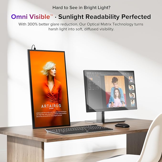 UPERFECT 18.5" Portable Monitor, NxtLED™ Eye Care Display, 120Hz FHD 1080P, 145% sRGB, Anti-Glare Matte Screen, Flicker-Free Low Blue Light, with Stand & VESA for Laptop, PC, Mac, Phone & Game Console
