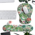 Mint Green Keyboard Wrist Rest Support Mouse Pad&Keyboard Set, Cute Green Ergonomic Mousepad Non-Slip Base Desk/Office Easy Typing Pad with Neoprene Cloth&Raised Curved Memory Foam
