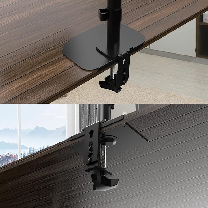 Pholiten Steel Bracket Plate Reinforcement for Glass Desk, Fits Most Monitor Stand Grommet C Clamp Installation Hole