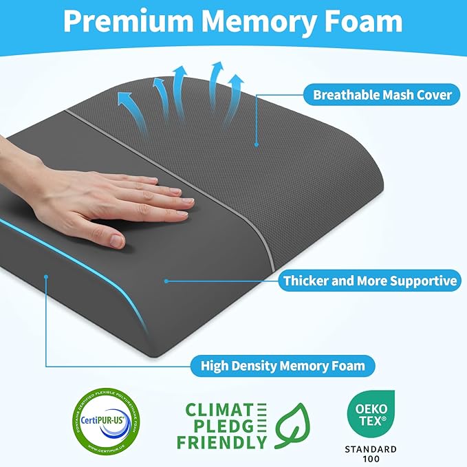 XLarge Seat Cushion, Soft Foam Cushion for Long Sitting Hours on Office Chair, Home & Car, Non-Slip Chair Pad for Relieving Back & Sciatica & Hip & Coccyx Pain (Grey)