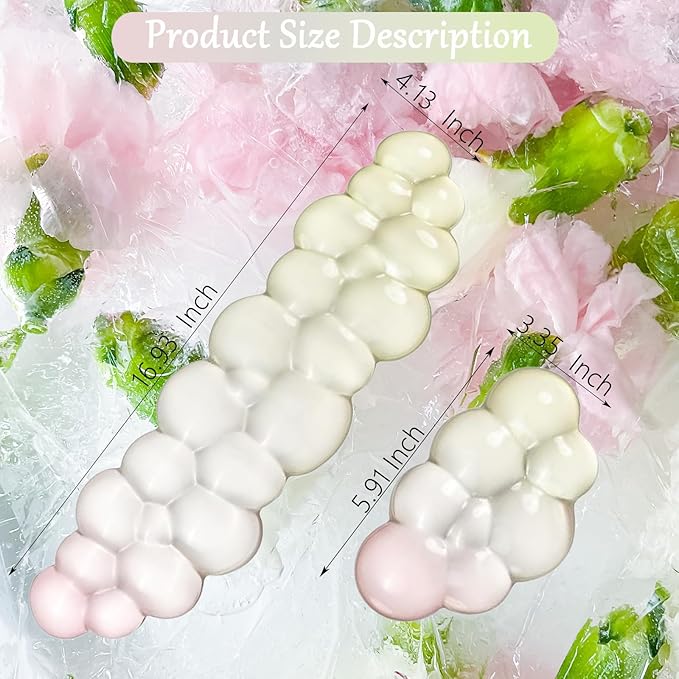 Cloud Keyboard and Mouse Wrist Rest Set Gel Keyboard Wrist Rest for Computer Transparent Ergonomic Mouse Wrist Pad Silicone Non-Slip Cute Clear Wrist Pad Support for Gaming Typing 68%/75% Yellow Pink