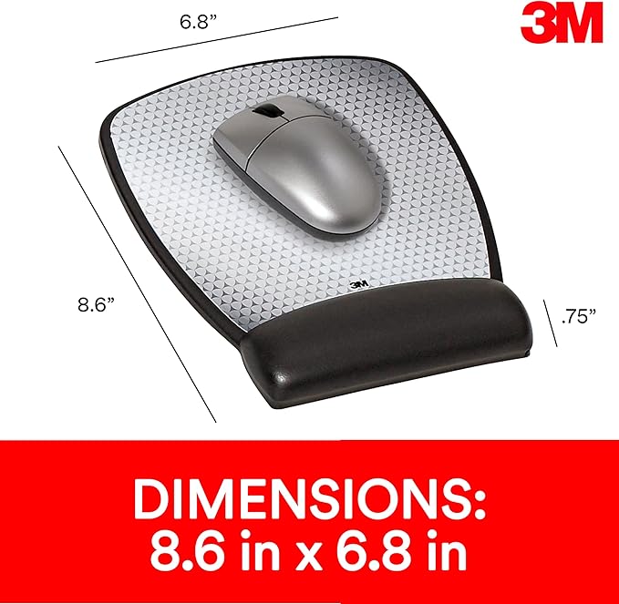 3M Precise Mouse Pad with Gel Wrist Rest, Soothing Gel Comfort with Durable, Easy to Clean Leatherette Cover, Optical Mouse Performance, 8.6" x 6.8", Black (MW309LE)