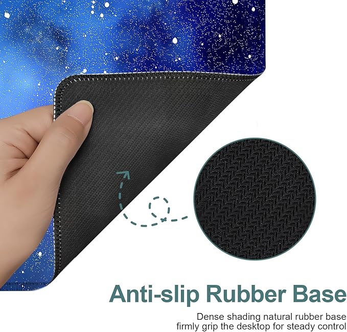 Starry Sky Extended Gaming Mouse Pad 31.5x11.8inches Large Desk Mat Anti-Slip Rubber Base & Durable Stitched Edges for Gamers Smooth Mouse Writing Surface for Desk Office/Home
