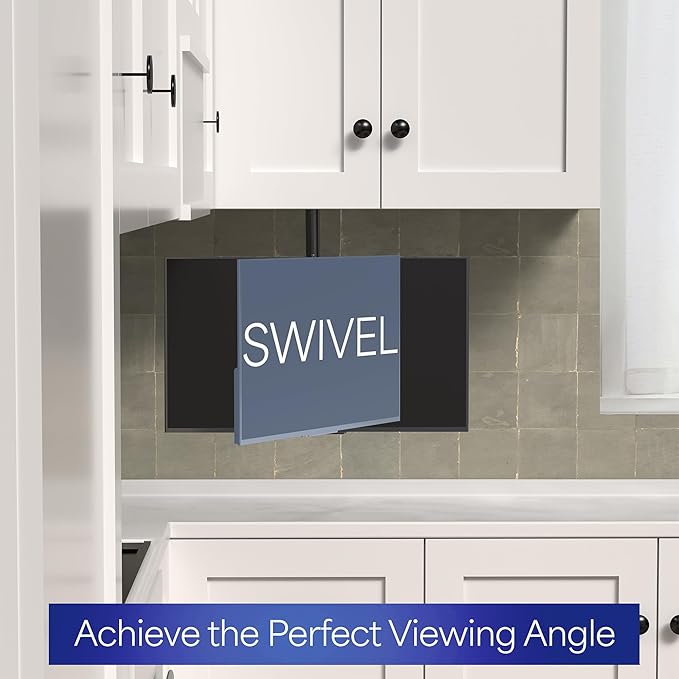VIVO Under Cabinet Articulating 13 to 27 inch Single Monitor and Small TV Mount, Height Adjustable Long Extension Arm, Max VESA 100x100, Black, MOUNT-VC01A