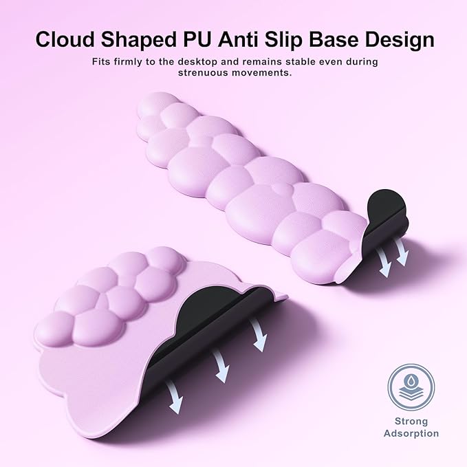 Cloud Mouse Pad with Wrist Rest, Cloud Keyboard Wrist Rest, Mouse Pad Wrist Support, Ergonomic Keyboard Mouse Wrist Support (Pink)