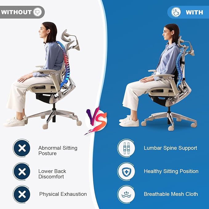Lumbar Support Pillow for Office Chair Car, Gaming Chair Lower Back Cushion Memory Foam with Greeting Card, 3D Mesh Cover Ergonomic Back Rest, Birthday Gift for Dad, Stocking Stuffers