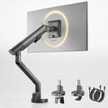 monTEK Single Monitor Arm with USB for 17-40 Inch Screens, Up to 24.3lbs, Heavy Duty Monitor Mount with VESA Mount, Full Motion Adjustment Monitor Stand C-Clamp/Grommet Base,VESA 75/100mm