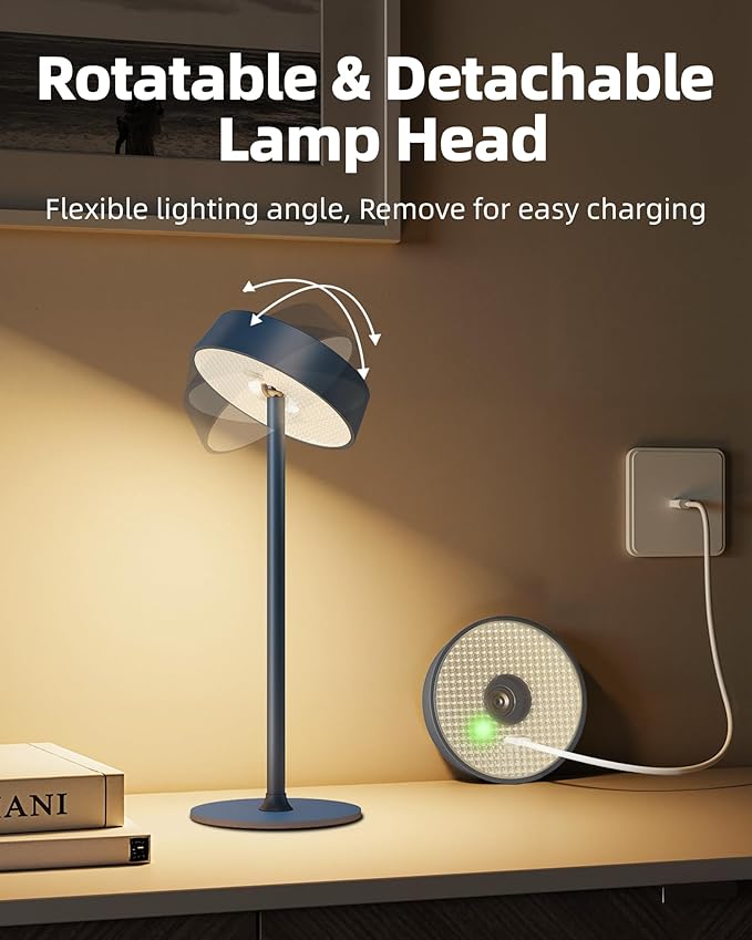 Cordless Lamp, RGB, Outdoor Waterproof, Dimmable Touch Control 3 Color Temperature, Battery Operated Portable, LED Memory Function, Rechargeable Table Lamp, Patio Dinning Restaurant Kitchen 2Pack Blue