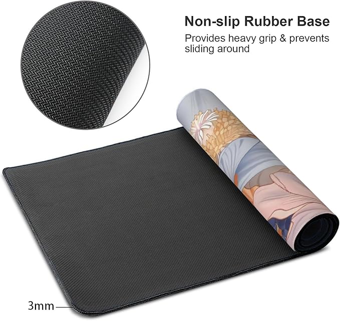 Desk Mat, Aesthetic Dark Flowers XXL 35.4"x15.7"Large Gaming Mouse Pad, 3mm Thick Gaming Keyboard Pad,Desk Pad Non-Slip Rubber Base with Stitched Edges for Office Game Home Decor